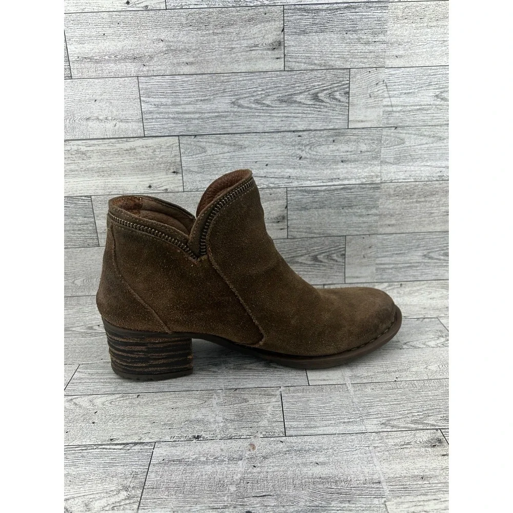 Born Brown Suede Ankle‎ Boots Dual Zipper Block Heel Booties Men US 9.5 EU 41